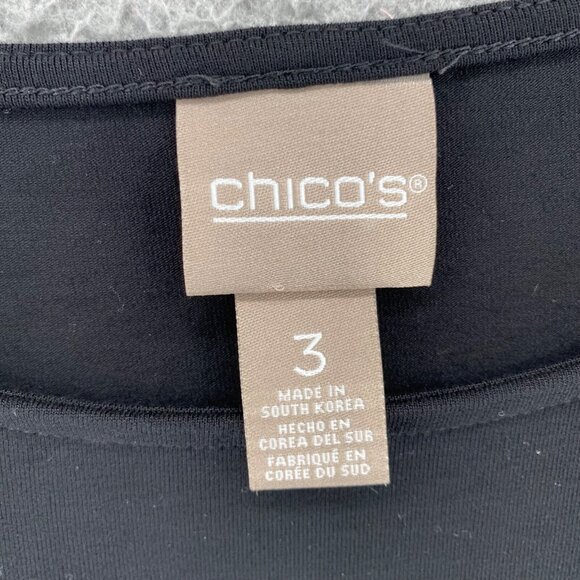 Chicos Top Womens 3 US Extra Large Black Refined Knit Stretch Cap Sleeve Casual - Picture 5 of 10